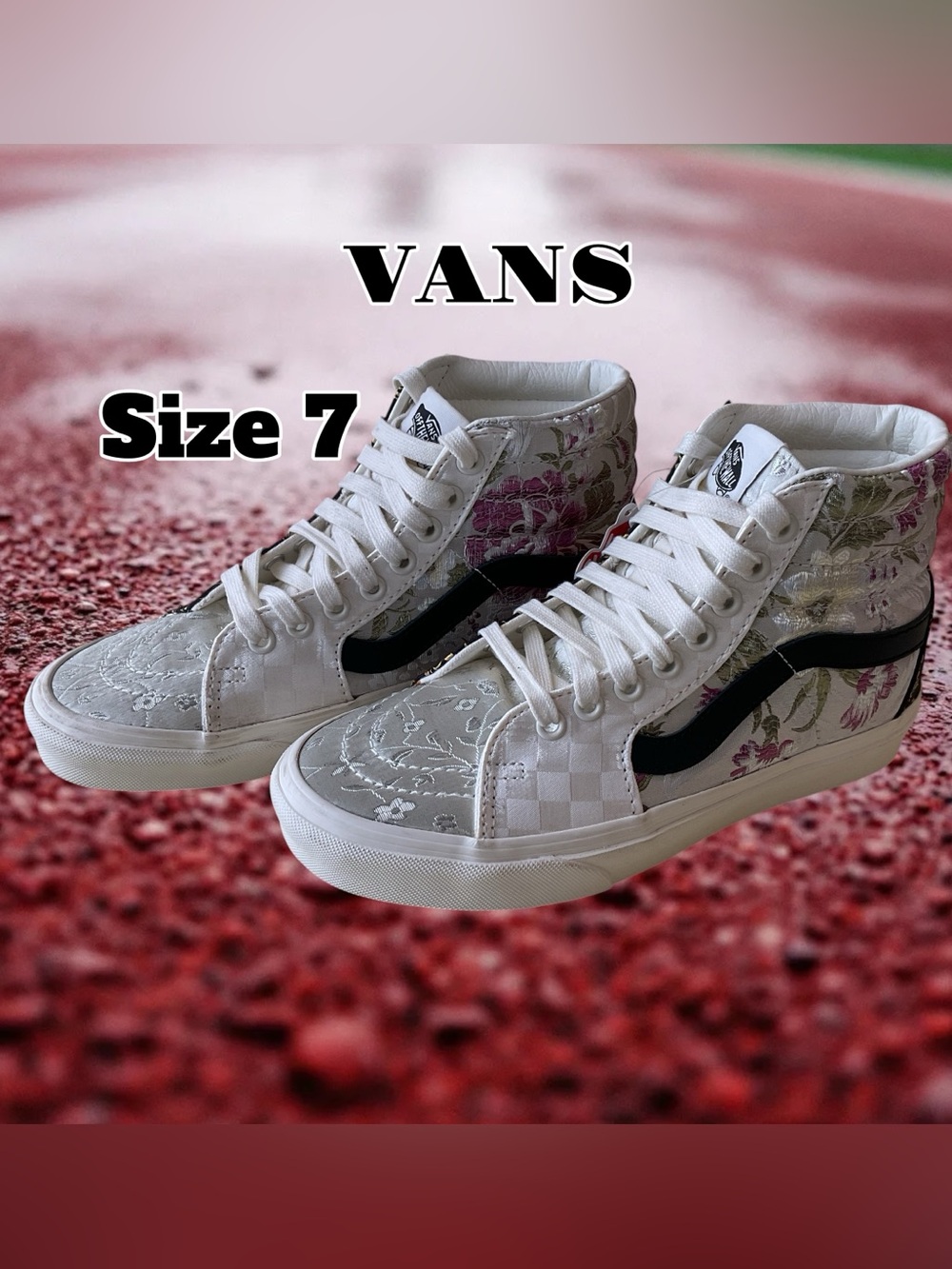 Vans Sk8-Hi Floral White/Pink High-Top Sneakers - Size 7
